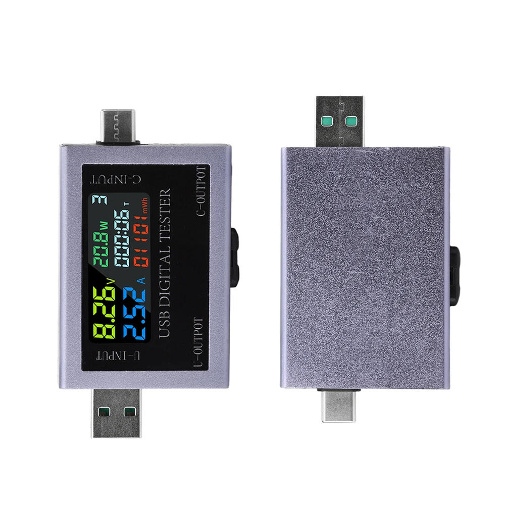 USB Type-C Tester Voltmeter Ammeter  Fast Charging Detector Battery Capacity Tester 4.5-50V Digital Voltage Current Power Meter