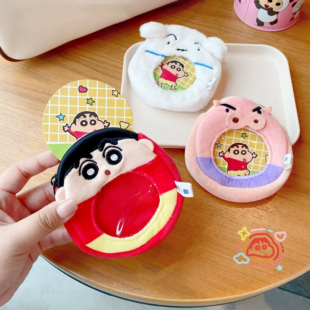 Genuino Crayon Shin-Chan monedero de felpa llavero estudiante auriculares portátiles Cable de datos bolsa de almacenamiento bolsa regalos para niñas