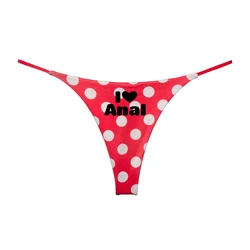 I LOVE ANAL Letter Print Female Girl Panties Double Layer Thin Strap Thong for Women Cute Cotton Underwear Seamless Gift for Her