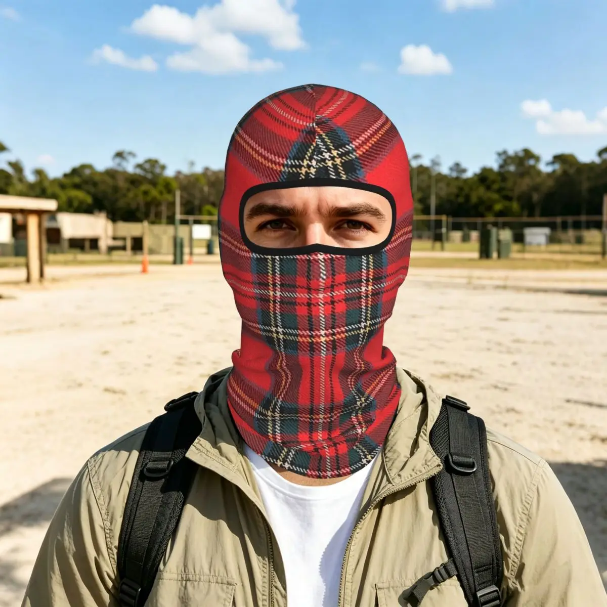 Royal Stewart Tartan Breathable Thin Balaclava Full Face Mask Sun Protection Neck Gaiter For Motorcycle Cycling Fishing Outdoor