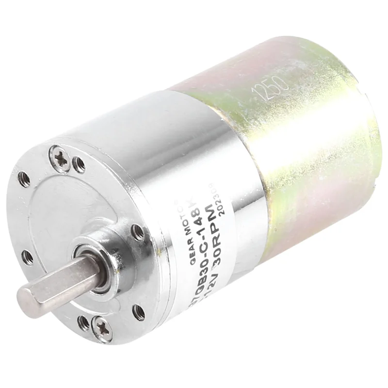 MAKE-DC 12V 30RPM Motor de engranaje de alto par eléctrico Mini Motorreductor de reducción de velocidad eje de salida excéntrico caja de cambios de 37Mm