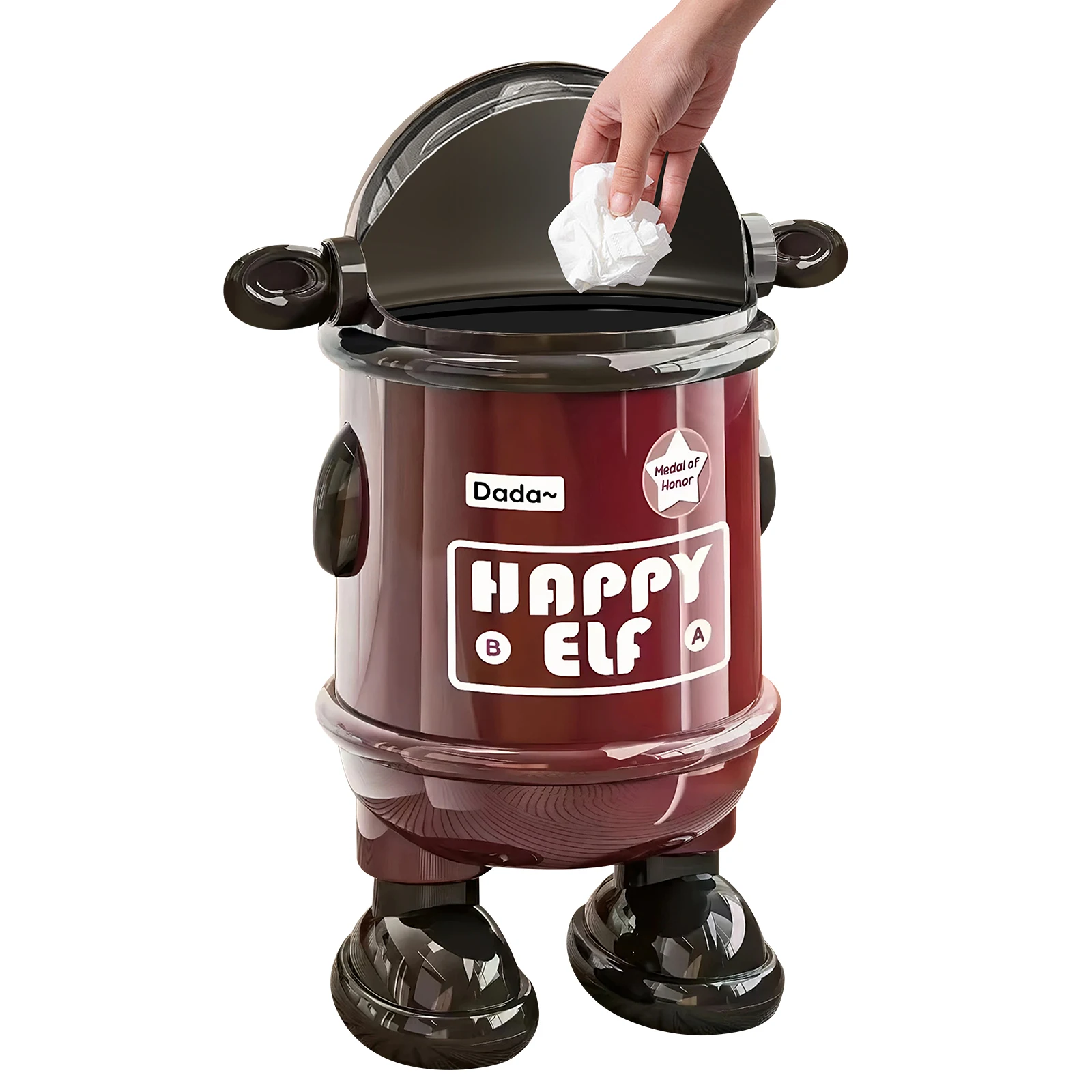 

Пластиковая корзина для мусора с крышкой, креативная корзина для отходов в форме робота, контейнер для хранения для дома, кухни, гардеробной, офиса