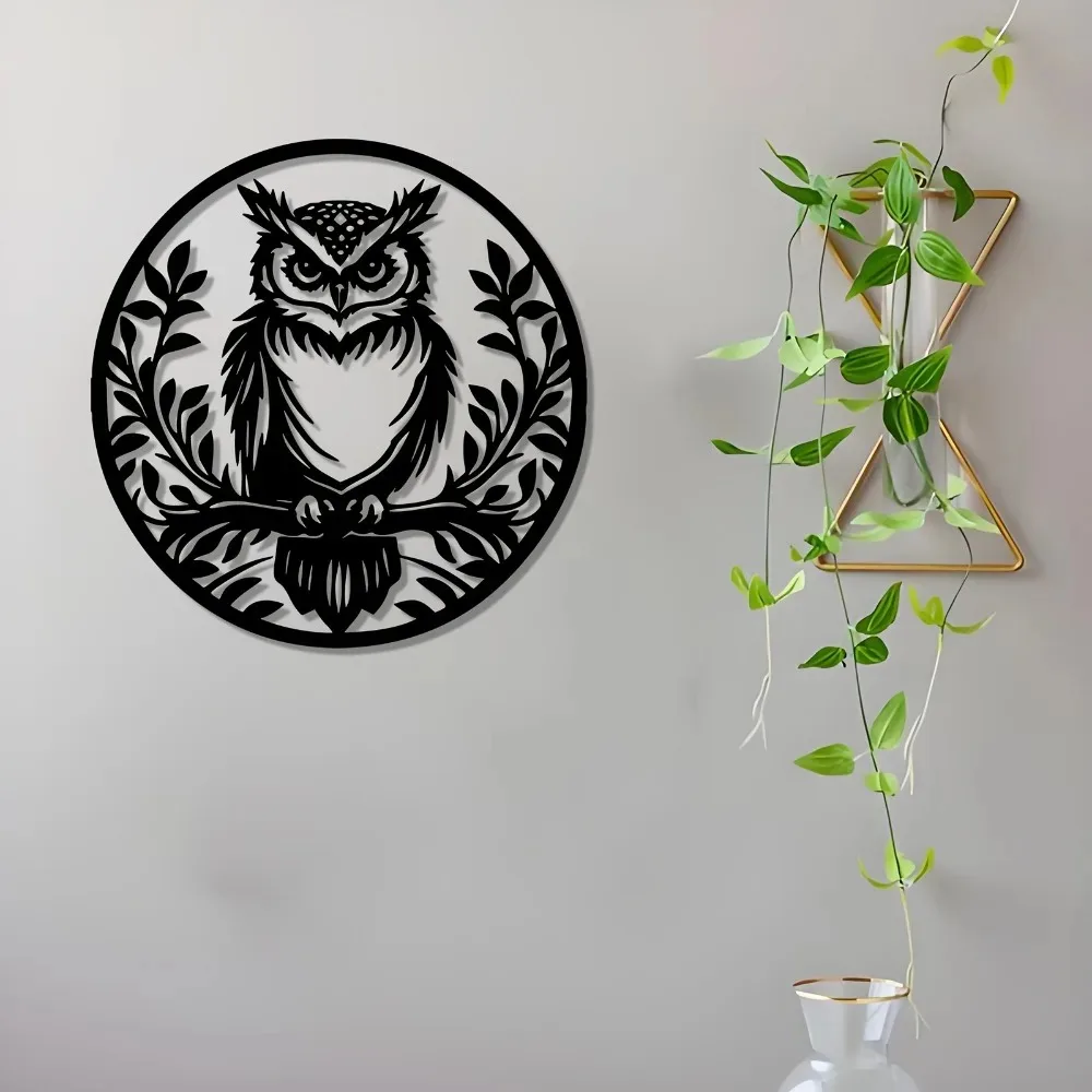 CIFBUY Owl Metal Wall Art, Weather-Resistant Iron Statue For Indoor Outdoor Patio Garden, Wise Mural Sculpture Decor