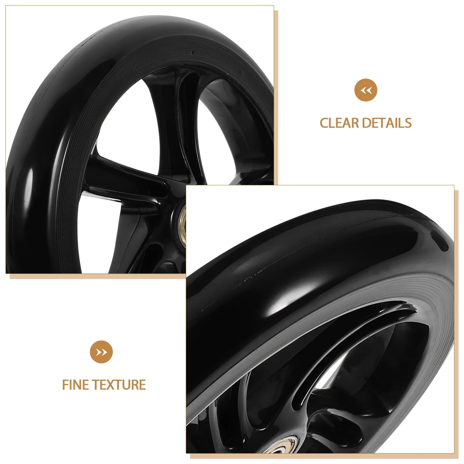

2pcs 175MM Black Scooter Skateboard Wheel Replacement Kick Electric Wheelchair Vehicles PU Long-lasting