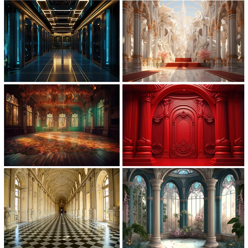 

Retro Palace Castle Theme Photography Backdrops Props Vintage Theater Opera European Style Church Photo Studio Background ET-08