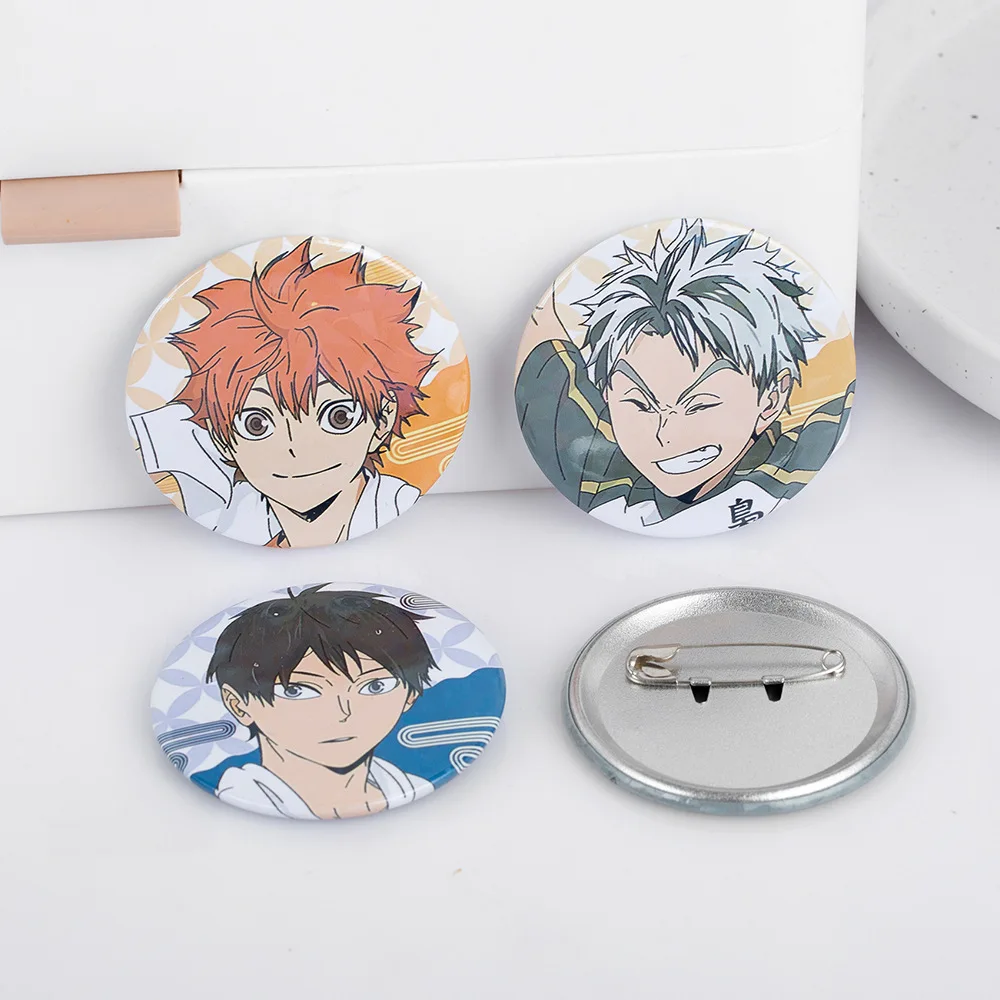 58MM Metal Cartoon Circular Kageyama Tobio Unique Costumes Badge Daichi Colorful Artistic Fashion Accessories Limited Edition