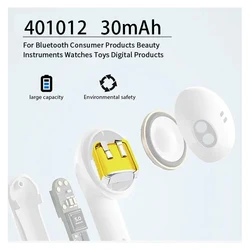 3.7V 30mAh Lithium Polymer Rechargeable Battery 401012  For MP3 MP4 GPS TWS Bluetooth Headset Hearing Aid Smart Wear LED Light