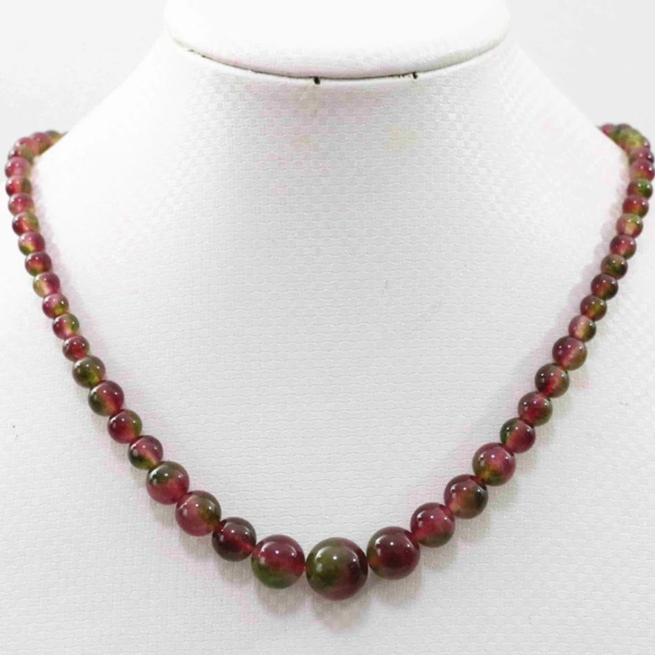 

Fashion simulated tourmaline jades stone 6-14mm round beads tower chain choker necklace high grade women jewelry 18inch