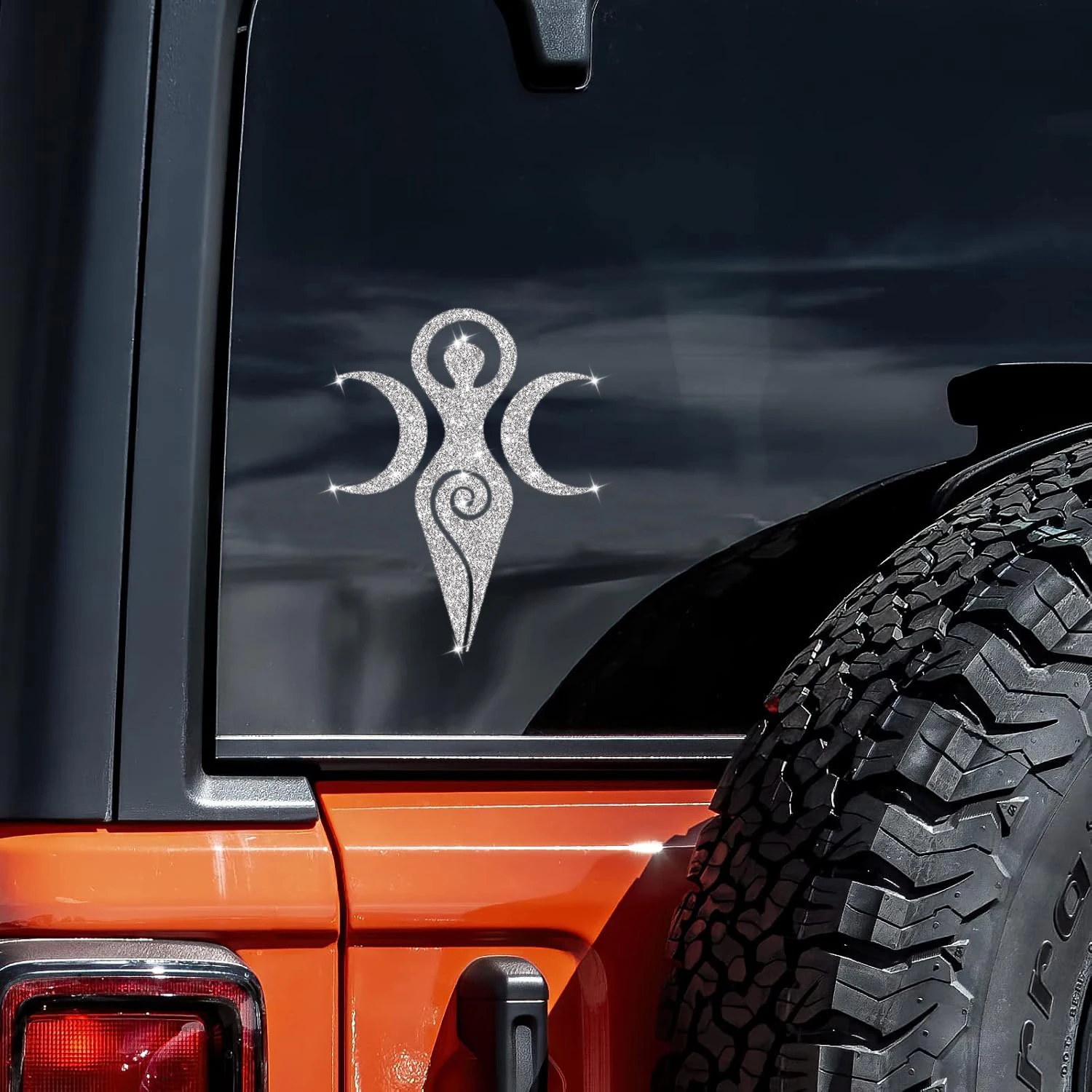 Triple Moon Spiral Goddess Symbol Flash Silver Car Decals Car Stickers