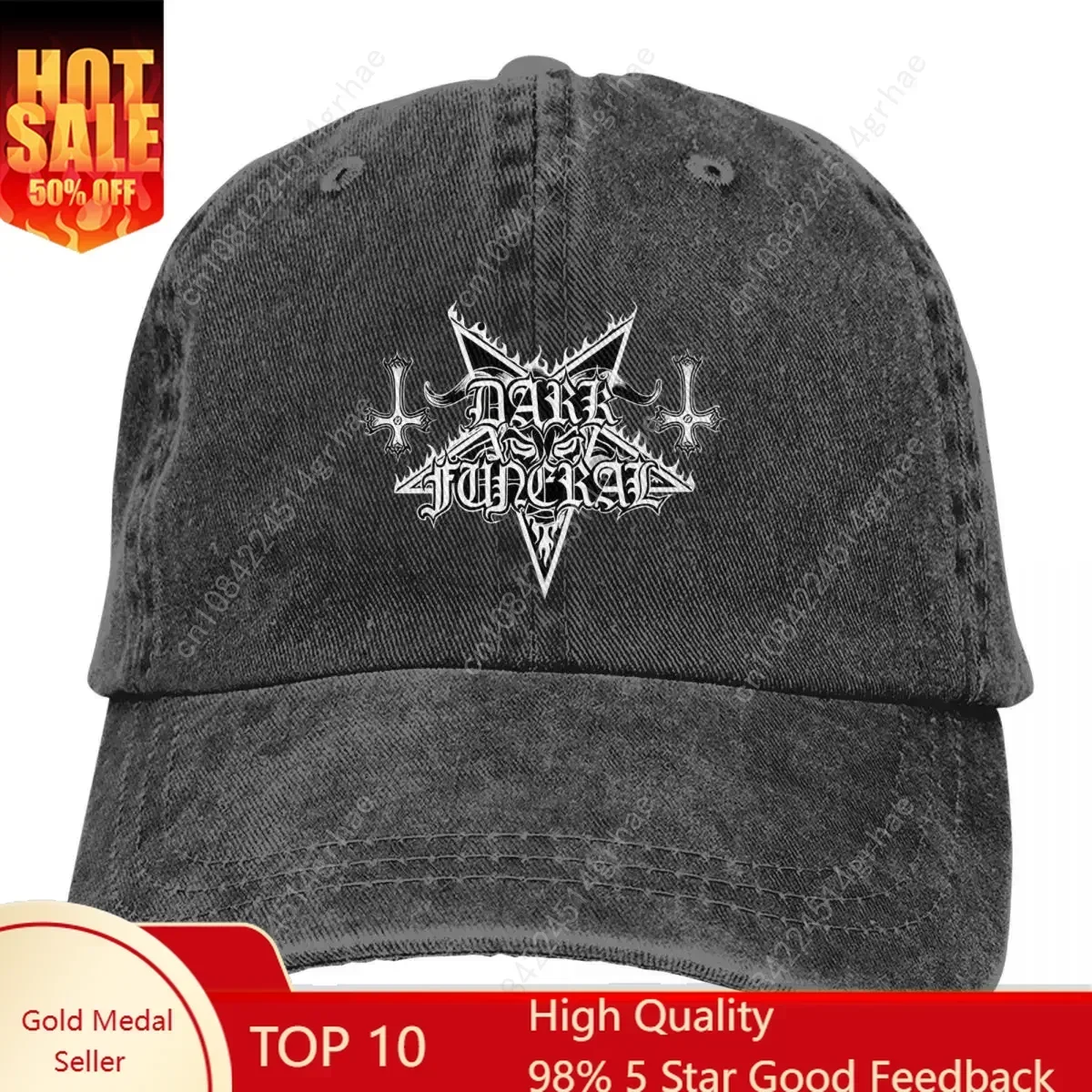 

DARK FUNERAL Washed Baseball Cap Baphomet Logo Fashion Trucker Hat Summer Men Adult Hunting Camping Design Cap