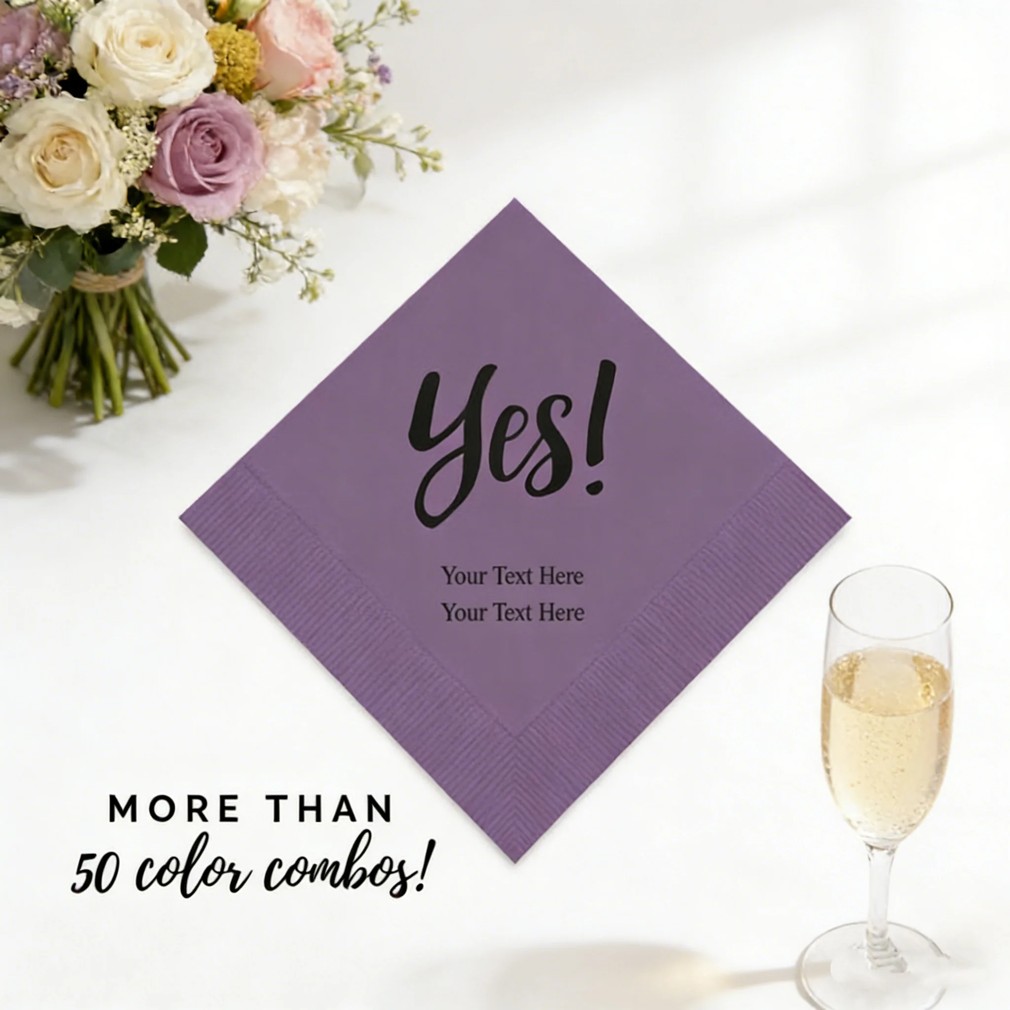 

50 шт. Да! Бумажные салфетки с индивидуальной печатью, персонализированные салфетки для помолвки, свадебного душа, коктейлей и обедов