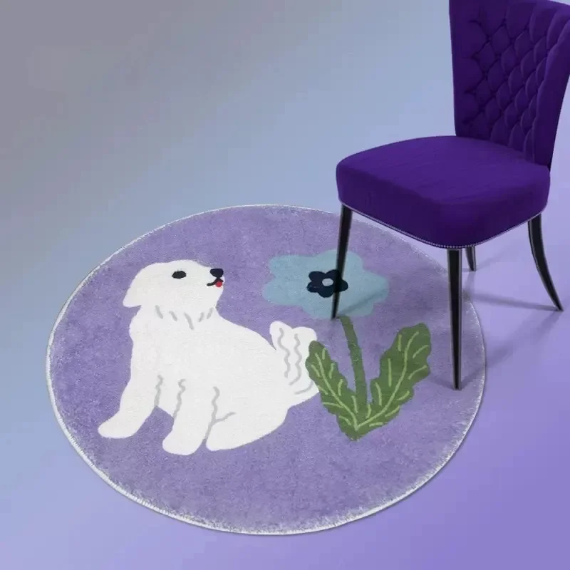 Living Room Carpet IG Cute Cartoon Puppy Fluffy Children Bedroom Round Rug Large Area Home Decoration Cloakroom Mat ковер 러그