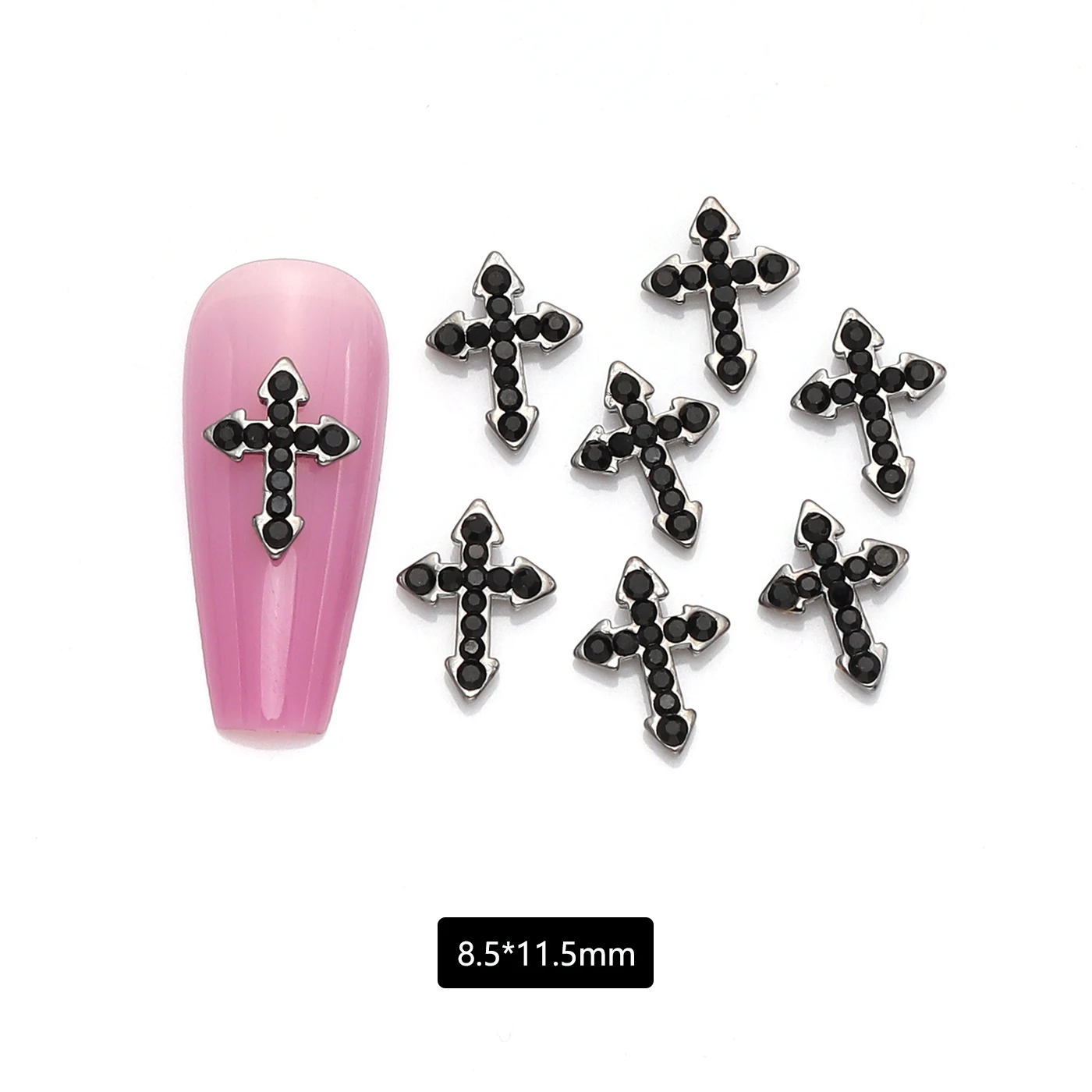 10pcs/Pack of Luxury Dark Cross Nail Art Jewelry DIY Shiny Zircon Diamond Rhinestone Charm For Diamond Nail Accessories Supplies