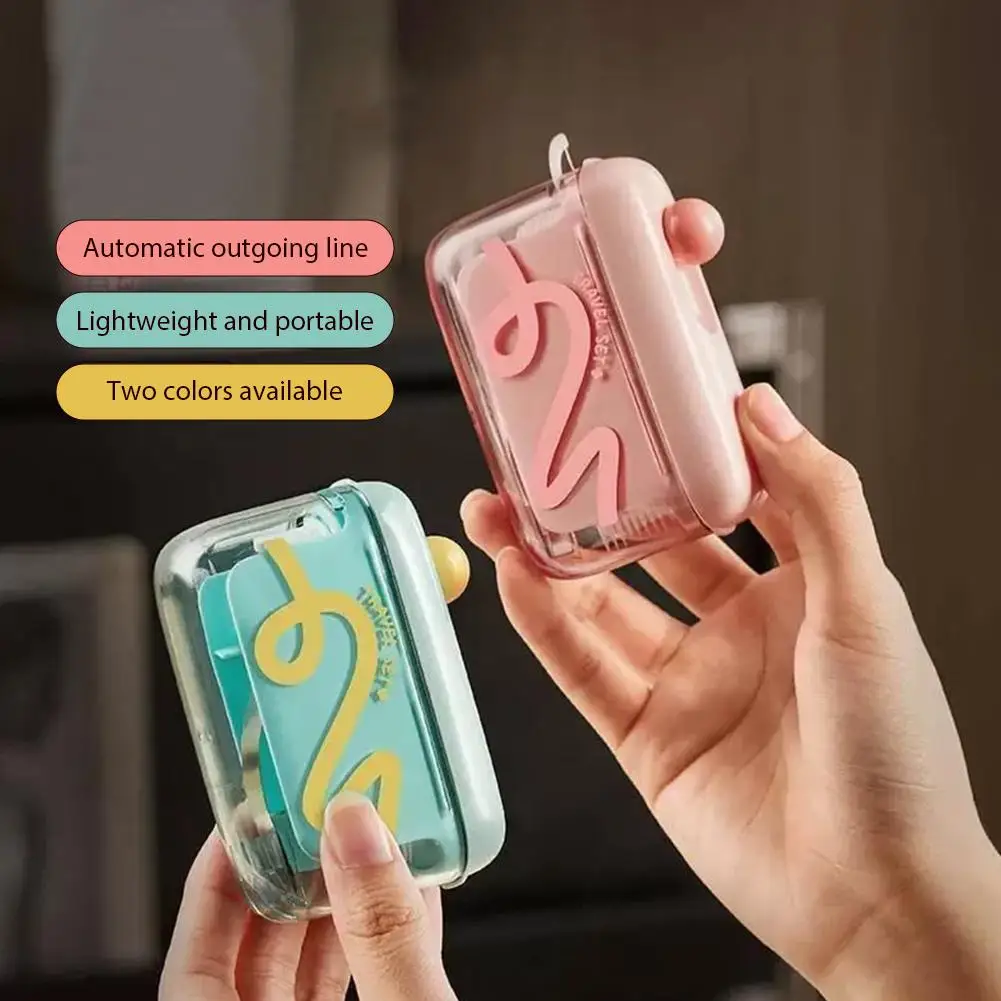Portable Automatic Dental Floss Box, Home Mini Pop-up Floss Dispenser Case, Travel Oral Hygiene Tool, Ultra Fine Floss Stick Kit
