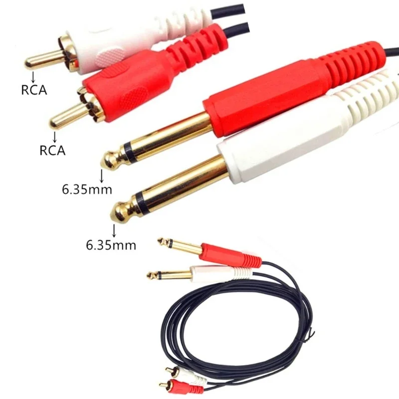 6.5mm Convertor Adapter Cable 6.35 Male to 2 RCA Male AUX 0.2m/1m/1.5m/3m