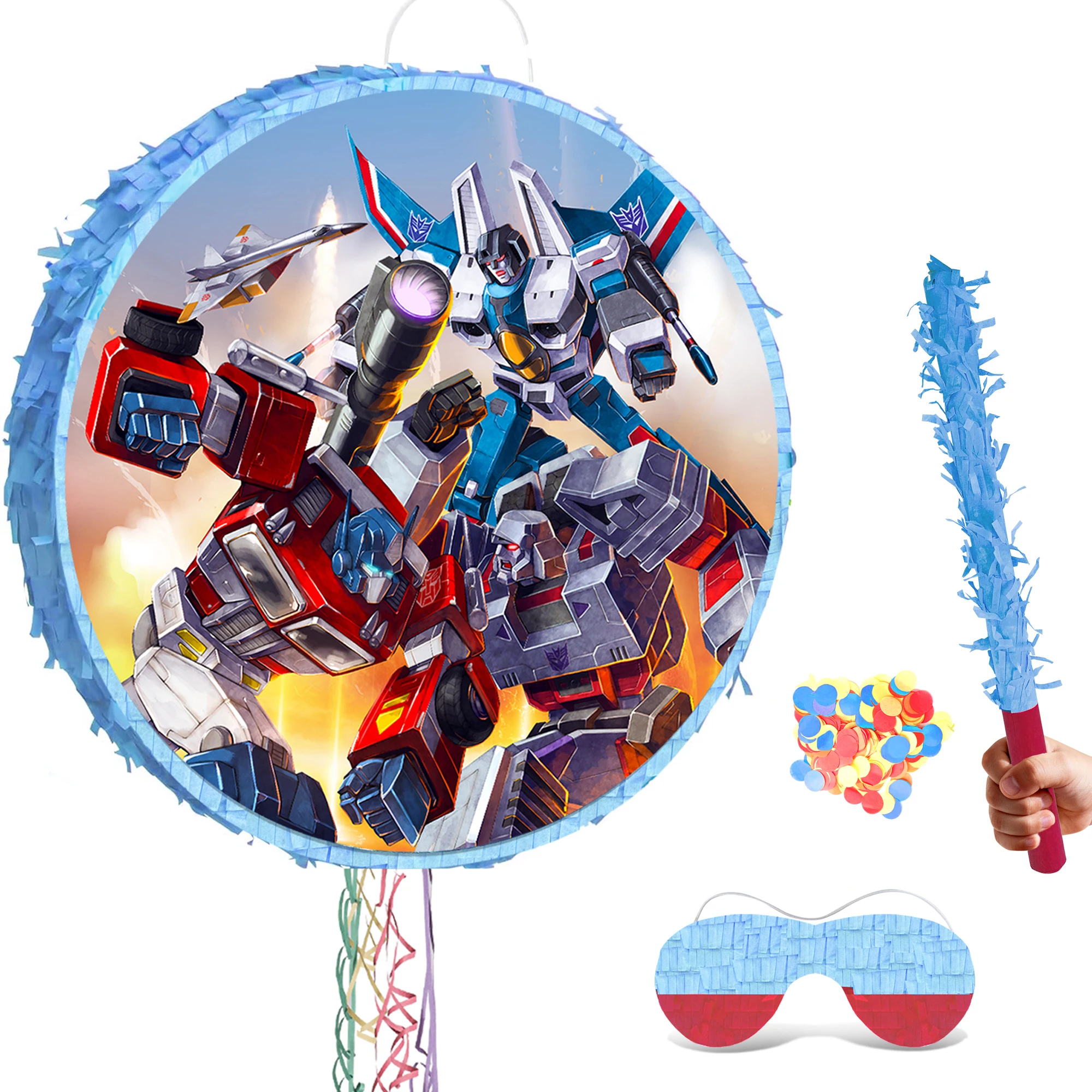 

Transformers Pinata,4 Pcs Transformers Round Pinata Set-Transformers Theme Piñata&Transformers Party Pinata Stick Blindfold etc