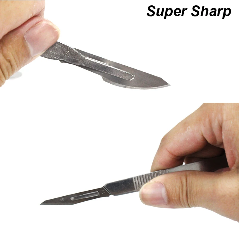 Carbon Steel Carving Metal Scalpel Knife Handle Blades Number 11 23 Surgical Medical Practicing Cutting Sculpting Repairing Tool