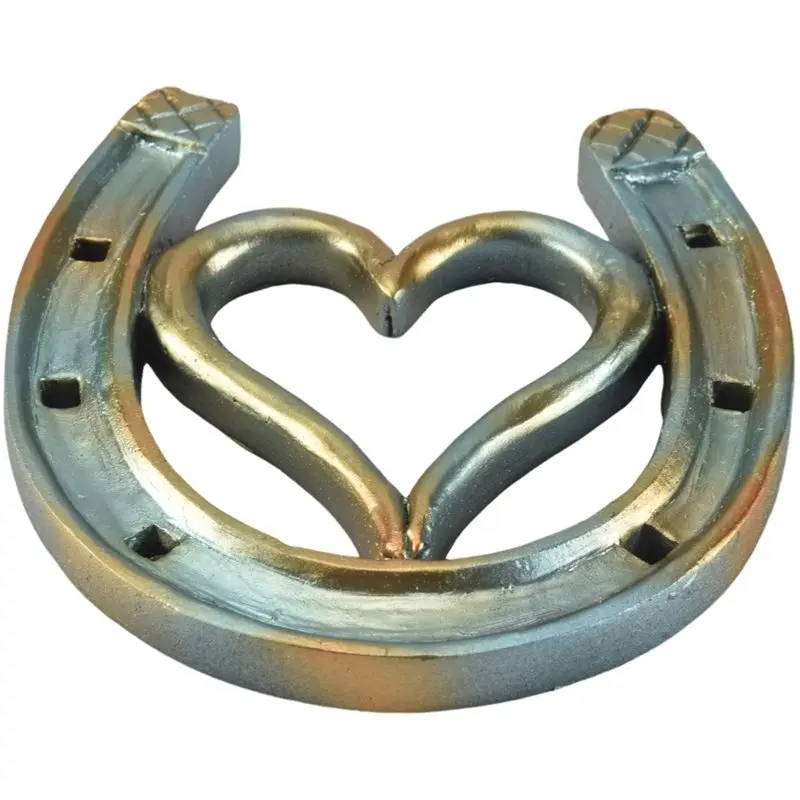 AEE2-Handmade Horseshoe, Cast Horseshoe Wall Decor, Good Lucky Horseshoe, Hand Cast Horseshoe With Love Wall Decor