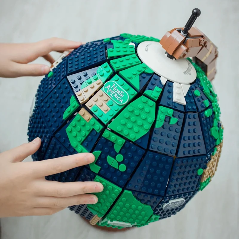 Cretive 2585 個地球儀ビルディングブロックモデルアイデア世界地図高難易度組み立てレンガ教育玩具子供大人のため