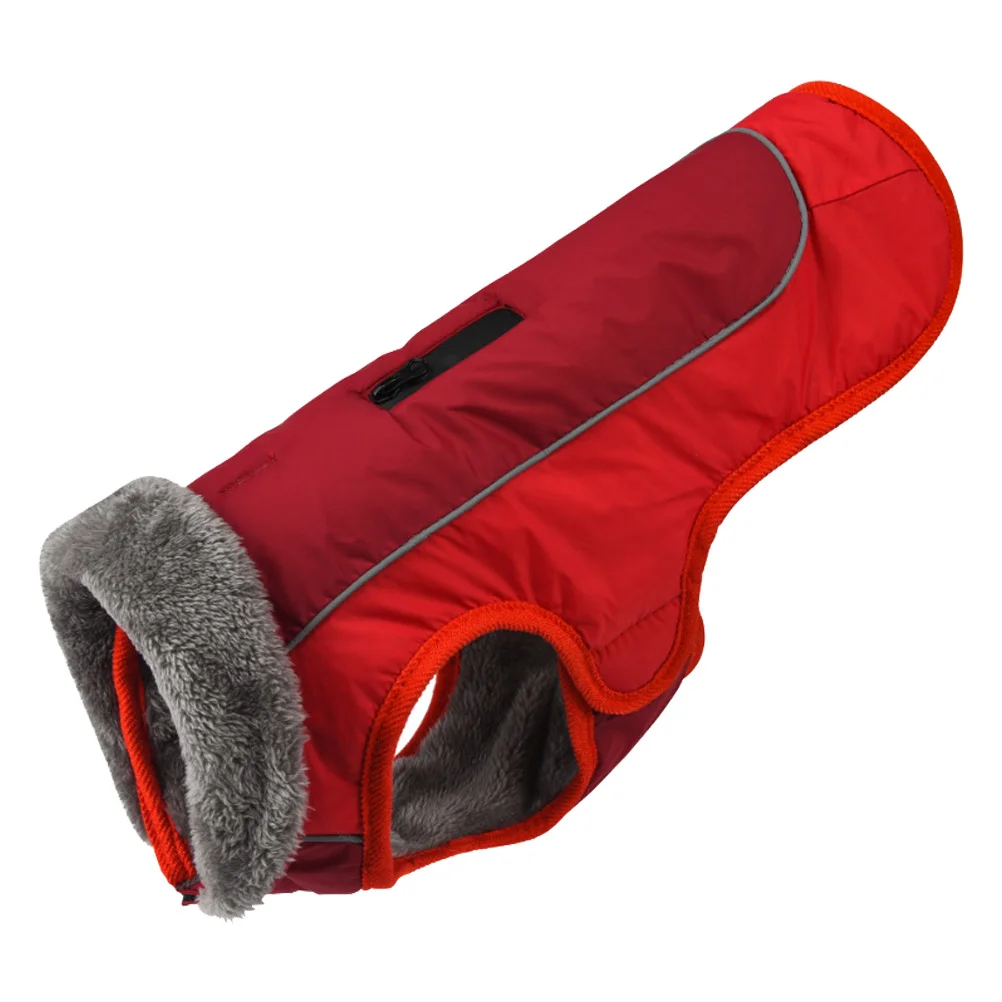 

Waterproof Dog Winter Jacket Red Puppy Polyester Clothes Warm Sleeveless Costume Snowy Days Pet Gift Festival Party