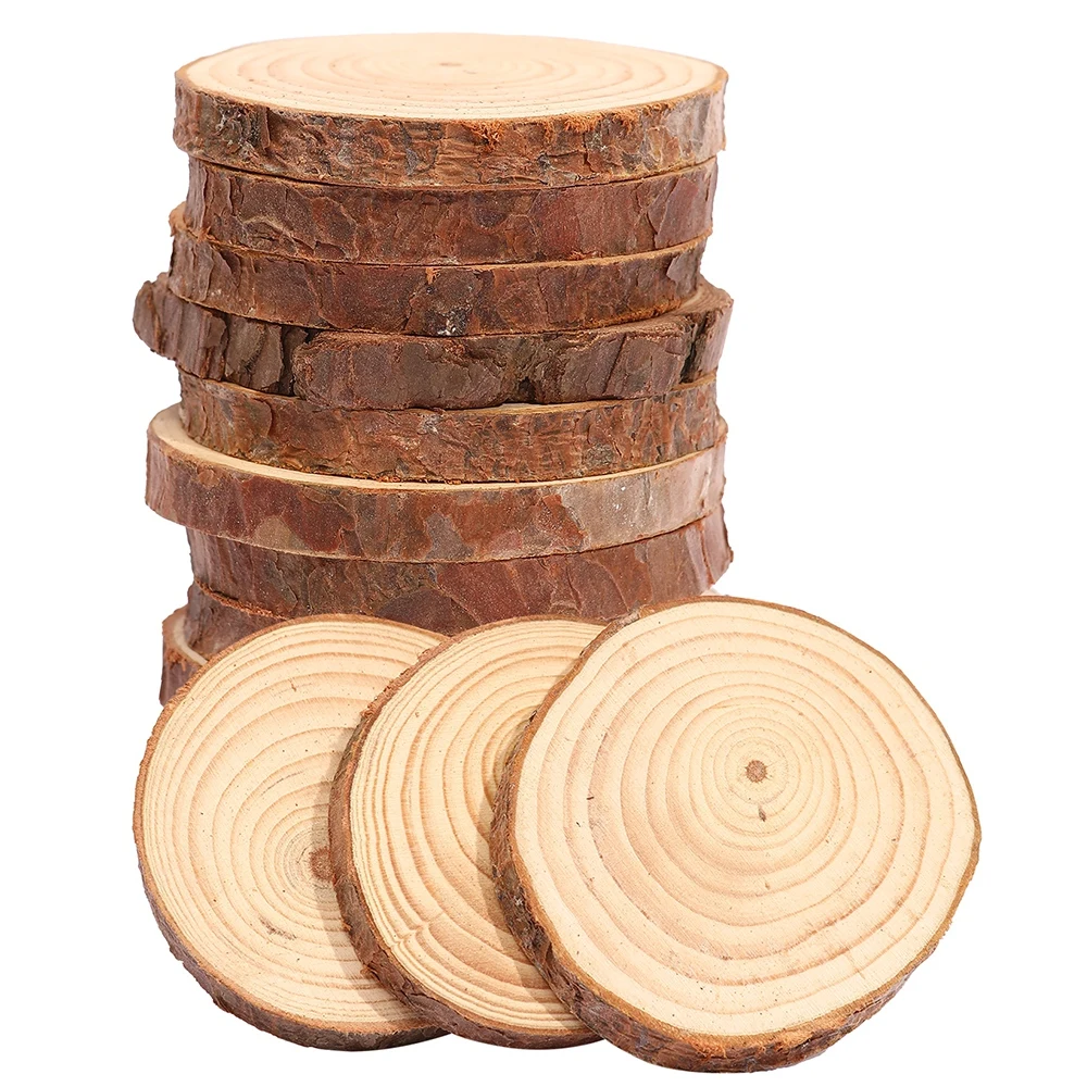 10Pcs DIY Round Wood Slices, Wooden Table Decoration Slices, Wood Craft Slices, Wedding/Home/Party/Christmas Decoration