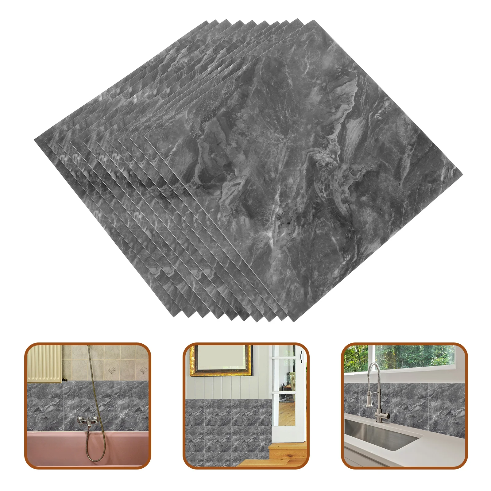 

10pcs Marble Peel Stick Tiles Self-Adhesive For Kitchen Bathroom Bedroom Walls Easy Installation Backsplash Wall