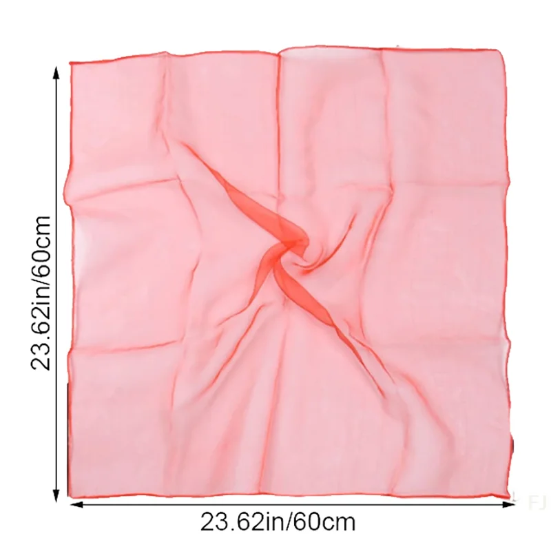 [YU]Pure Color Nylon 60x60cm Yarn Scarf Dense Sewing Edge Mesh Square Children Stage Performance Changeable Silk Scarves