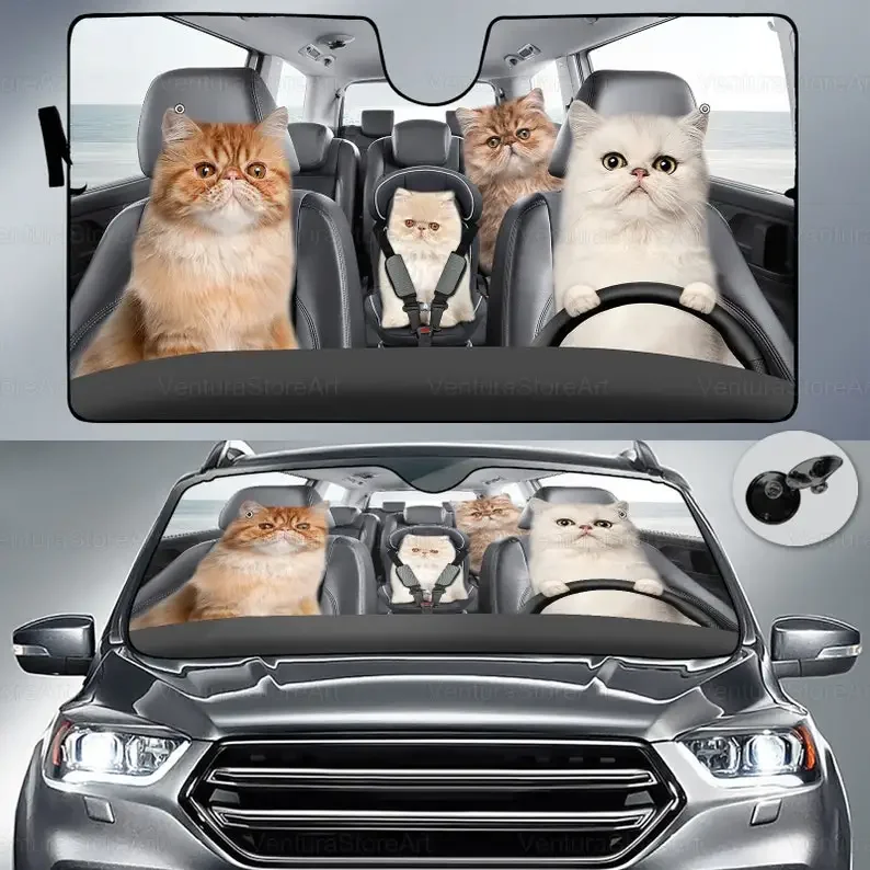 

Persian Cat Car Sun Shade, Windshield Sunscreen, Persian Car Accessories LNG042207G01