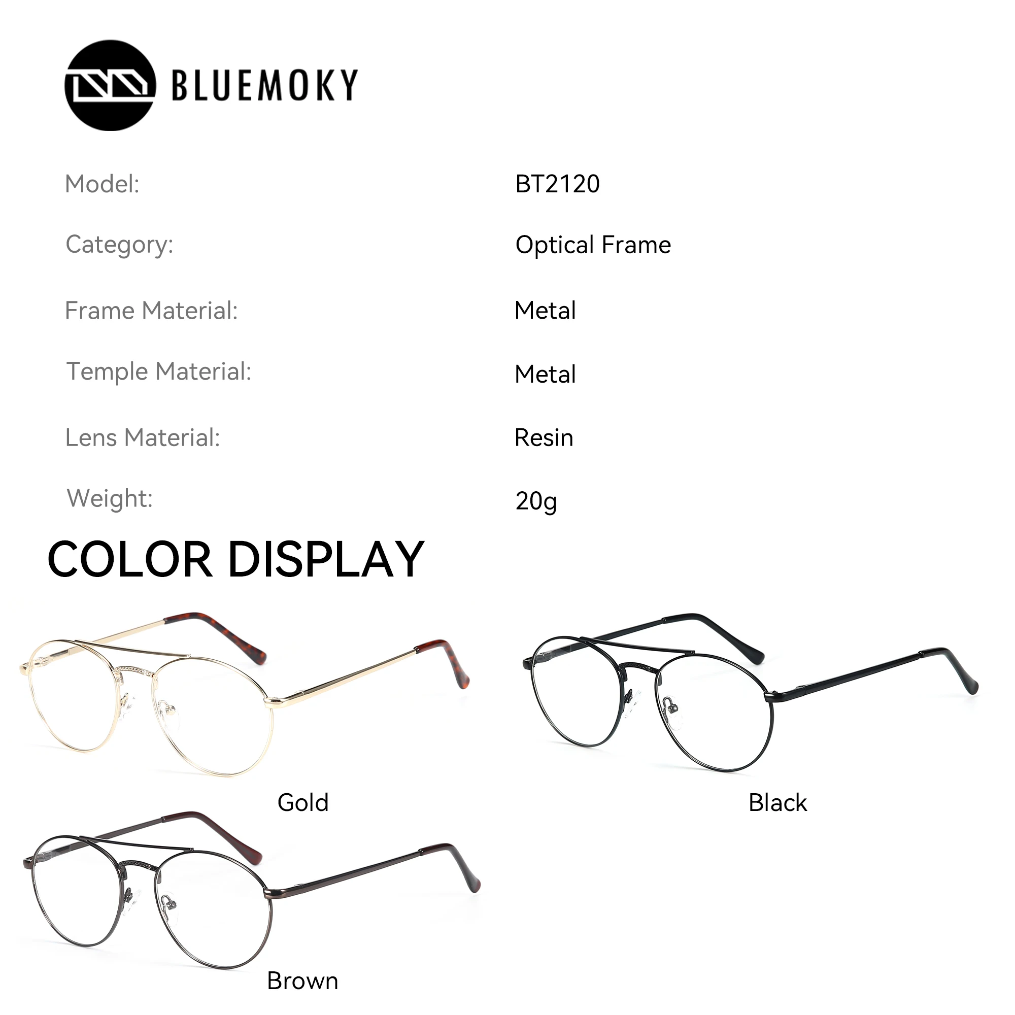 BLUEMOKY 2025 Occhiali da vista pilota, Lenti ottiche da uomo e da donna con ricetta, Multifocali progressivi, Occhiali a luce blu