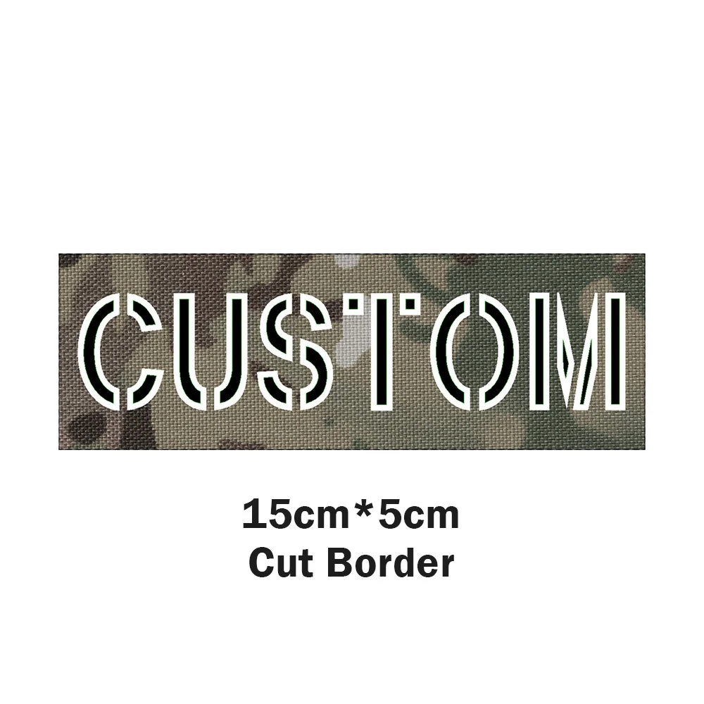 Custom Laser Cut Patch Name Tapes, Fold Border, Two Color Letters, IR IFF, Infrared Reflection, Reflective Material, Luminous image 3