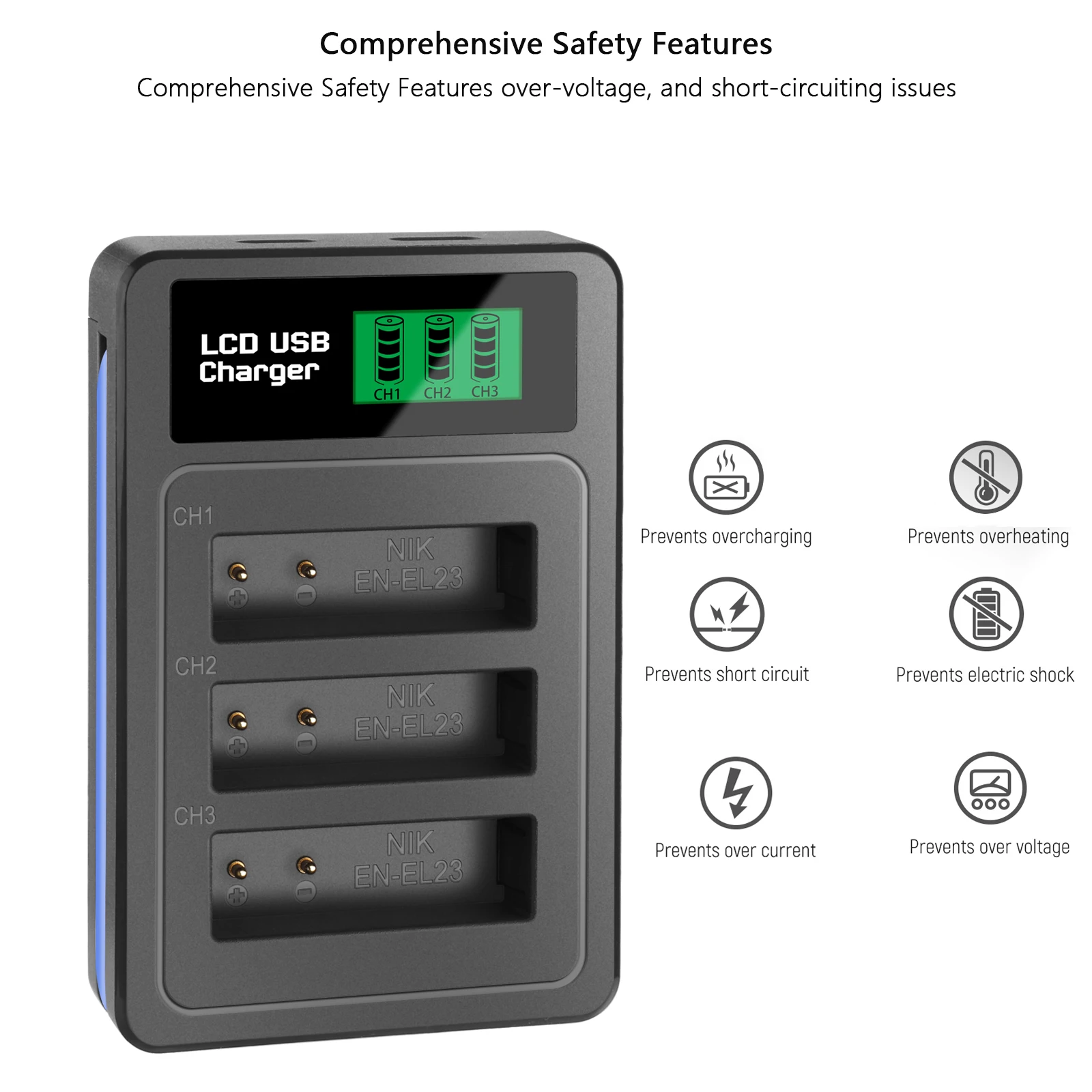 2000 мАч EN-EL23 EN EL23 аккумулятор и зарядное устройство с 3 слотами для ЖК-дисплея для Nikon Coolpix B700 P610s P600 P900s S810c P610 P900