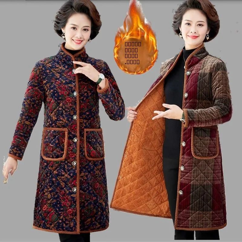 

Thiened Fce Women's Jaet Winter Coat Large Size Cotton Clothes for Mom And andma Autumn And Winter Cotton Padded Coat