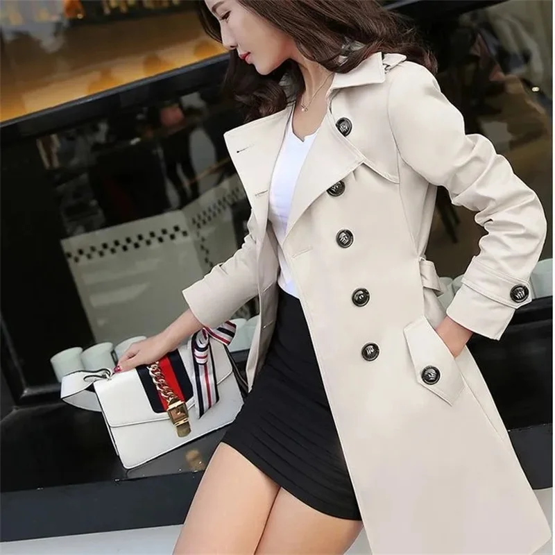 Xiaoxiangfengแจ็คเก็ตWomen2025ฤดูใบไม้ผลิฤดูใบไม้ร่วงฤดูหนาวใหม่แฟชั่นWindbreakerสไตล์อังกฤษยาวTrench CoatหลวมหญิงOuterwear