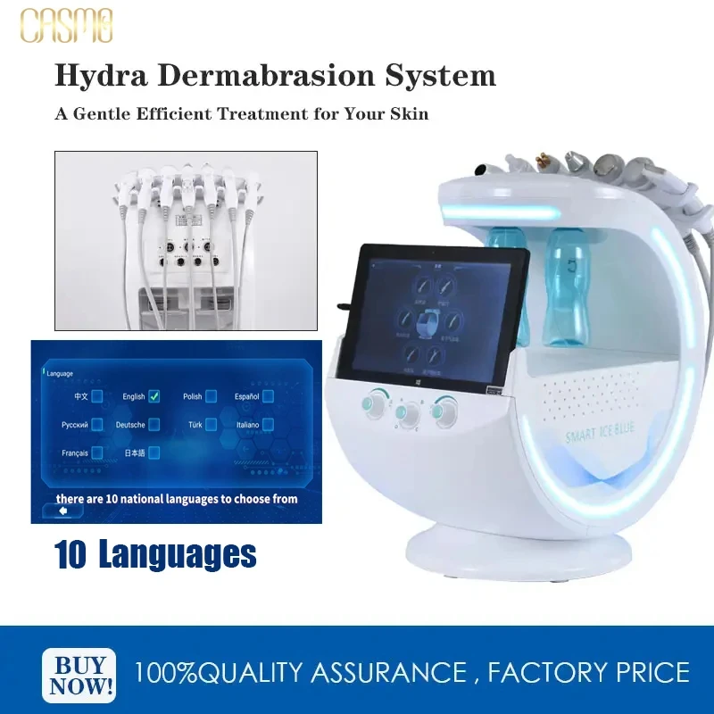 Ultrasound Skin Care Cryotherapy Microdermabrasion Machine Ice Blue Magic Mirror Skin Analyzer Oxygene Hydro facial Machine