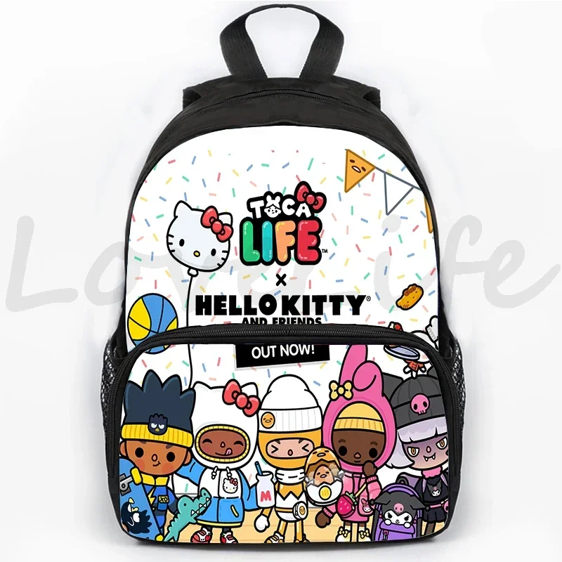 Mochila escolar con estampado de dibujos animados para niños y niñas, bolsa de libros impermeable de gran capacidad, modelo Toca Life World, 16 pulgadas