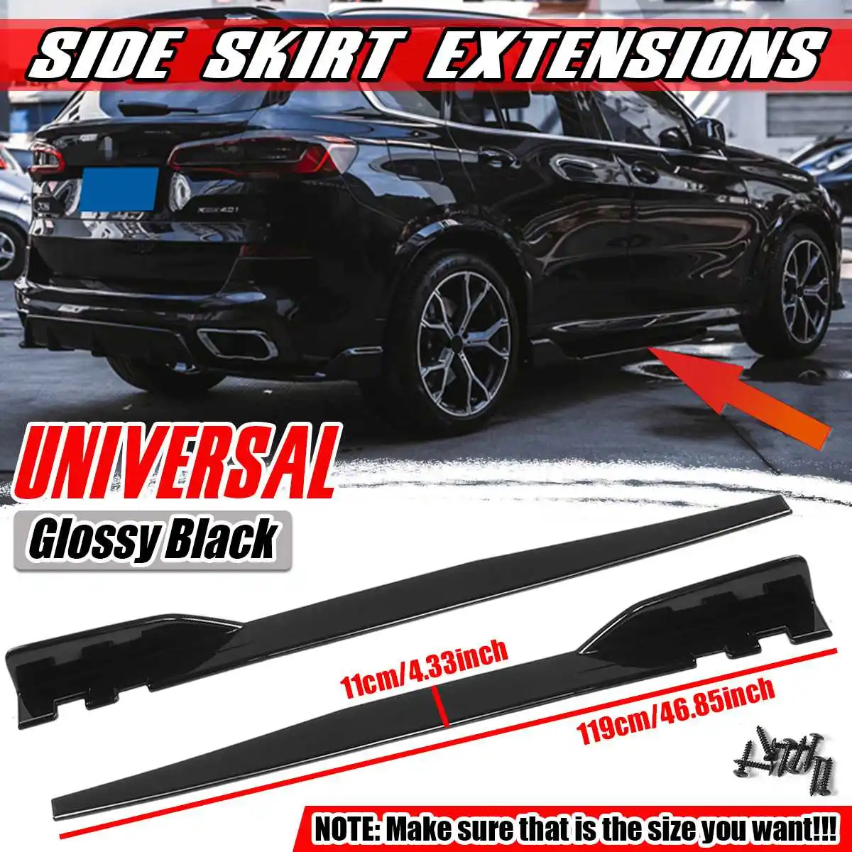 Carbon Fiber Look/Black Car Side Skirt Extension For VW For Golf ForLexus For BMW For Mazda For Subaru WRX STI For Skoda