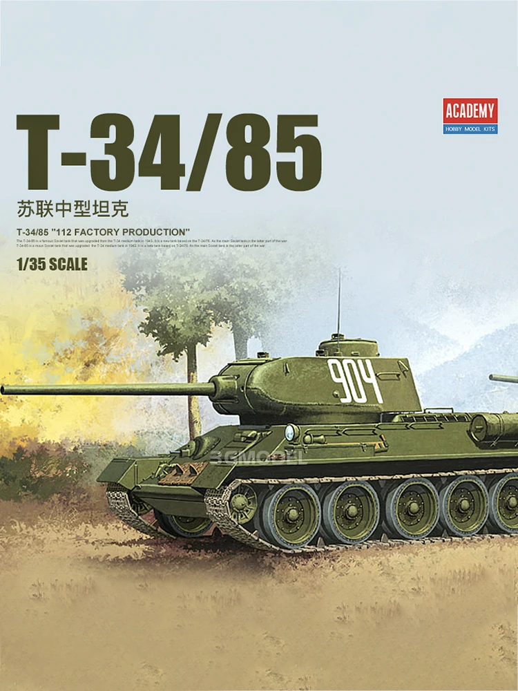 

Academy Assembled Model Kit 13290 Soviet T-34/85 Medium Tank 1/35