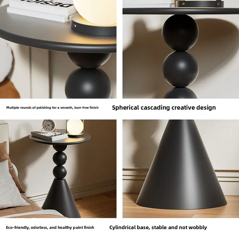 طاولة بجانب السرير لغرفة النوم الاسكندنافية الجديدة مع ملمس راقي، وطاولة بجانب السرير المنزلية، ورف صغير حديث وبسيط بجانب السرير، لون أسود #3