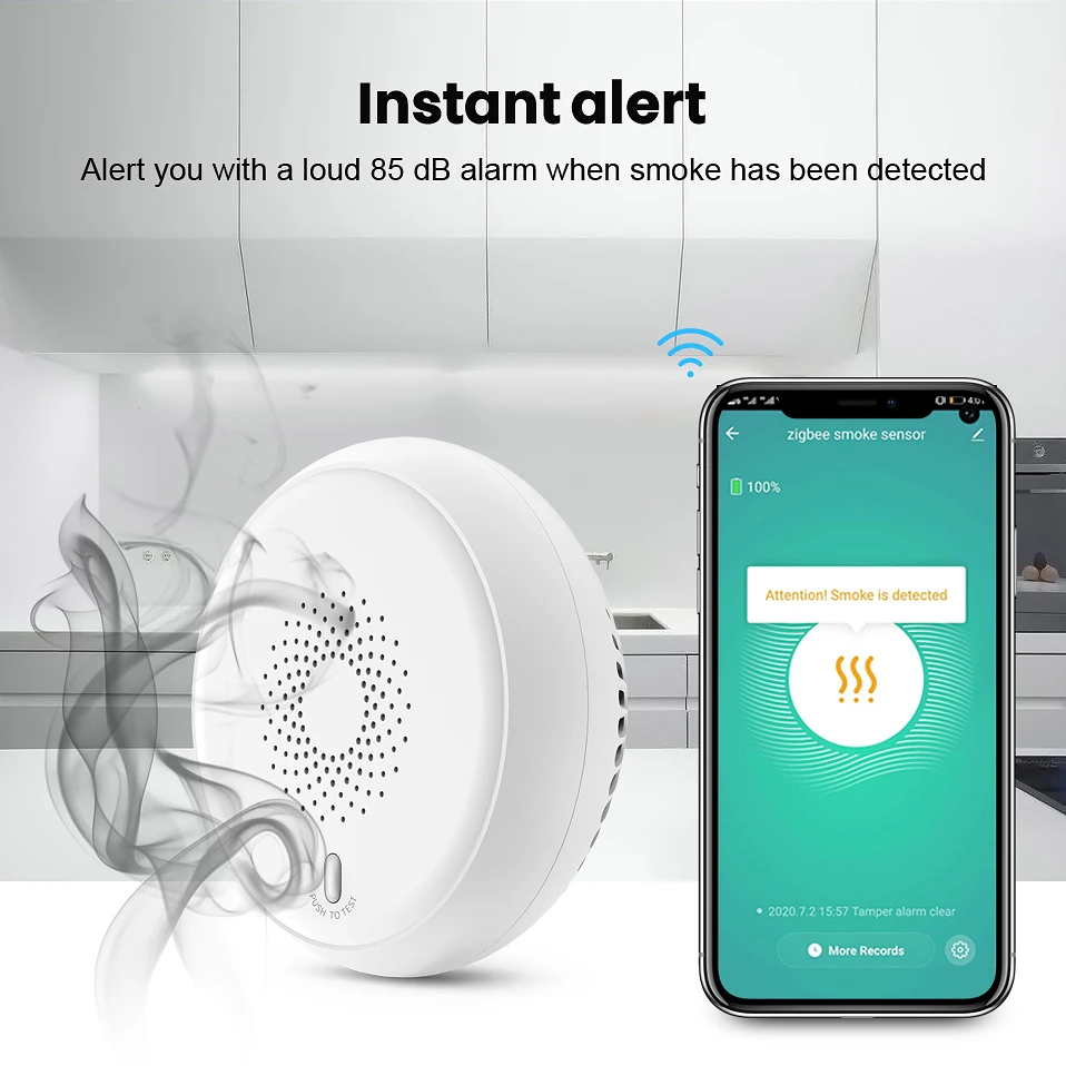 AVATTO Zigbee Smoke Detector,Tuya Smart Fire Alarm Sensor Home Security System Firefighters Work Smart Life APP for Gateway Hub