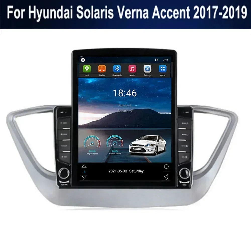 Android 13 For Hyundai Solaris Verna Accent 2017- 2035 Tesla Type Car Radio Multimedia Video Player Navigation GPS RDS no dvd