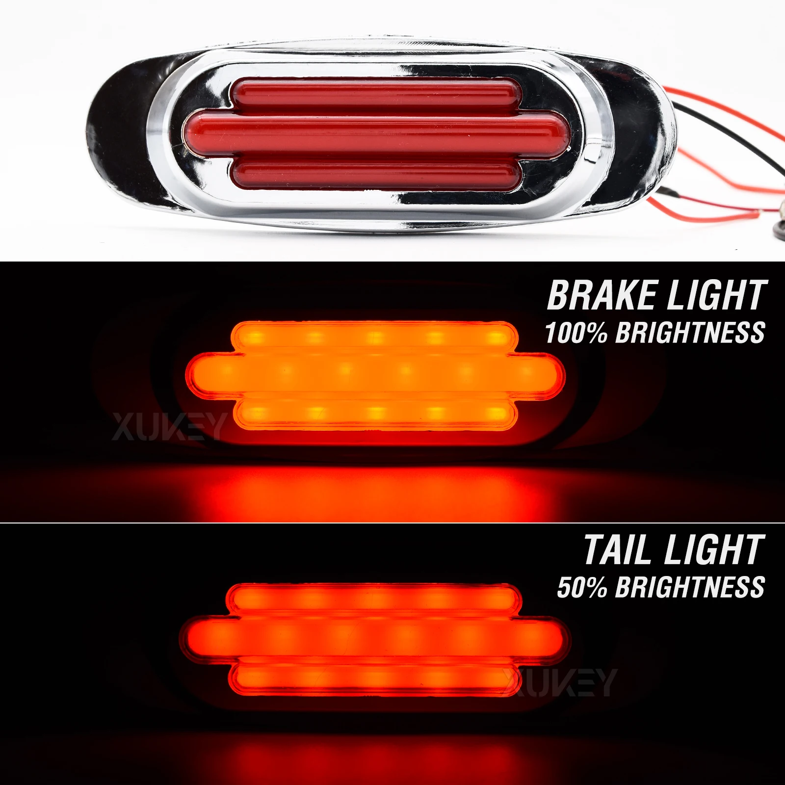 2X Truck Trailer LED Chromed Tail Brake Lamp Side Marker Light White Red Outline Clearance Indicator Lamp For Lorry Van Caravans