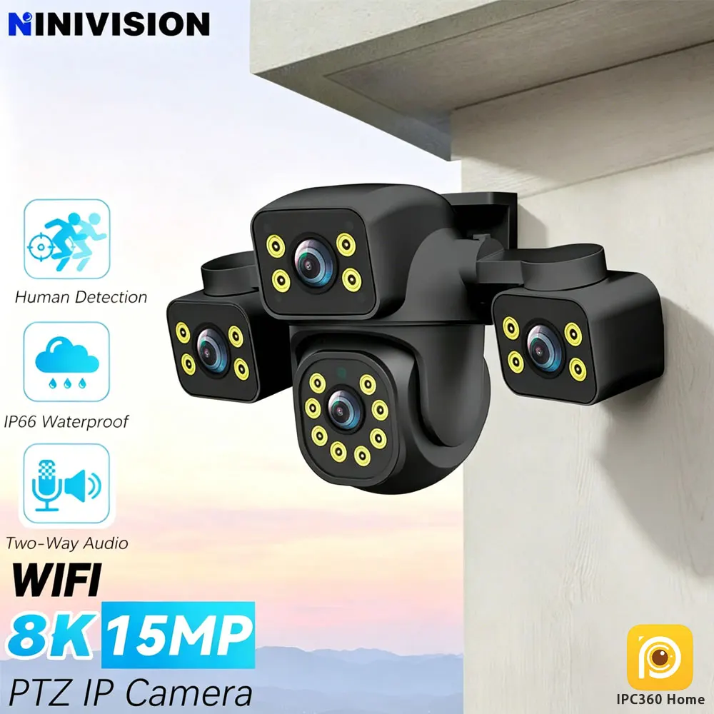 

Three Lens 15MP 8K IPC360 Home Video Surveillance PTZ IP Camera Outdoor Human Detection Audio Color Night Vision CCTV IP Camera