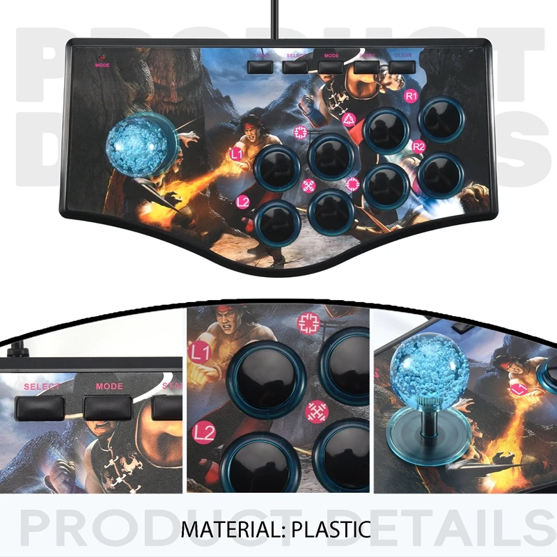 A29F-Retro Arcade Game Rocker Controller Usb Joystick untuk Ps2/Ps3/Pc/Android Smart Tv Built-In Vibrator Delapan Arah Joystick