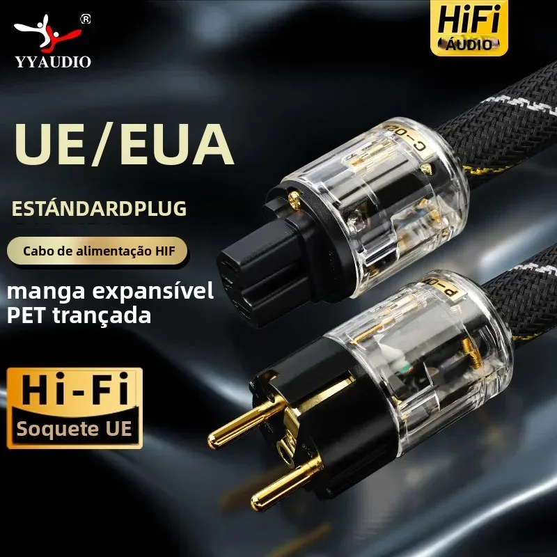 Yyaudio hi-end cabo de alimentação ac de cobre hifi áudio eua/ue cabo de alimentação de cobre puro com conector de tomada de alimentação P-029/P-029E