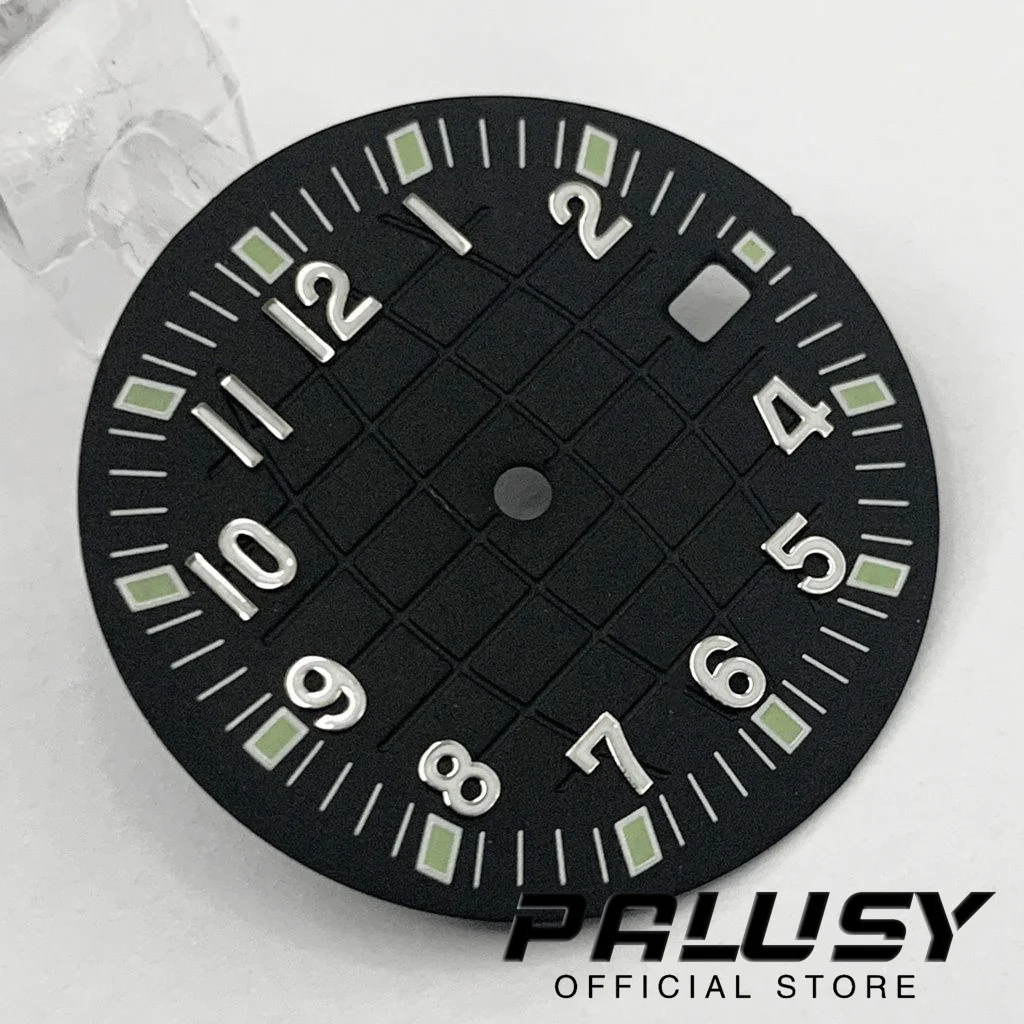 Esfera de reloj luminosa NH35 de 31,5mm, negro, azul, verde, marrón, azul cielo, caras de reloj para NH35/NH35A/4R/7S, piezas de repuesto de movimiento