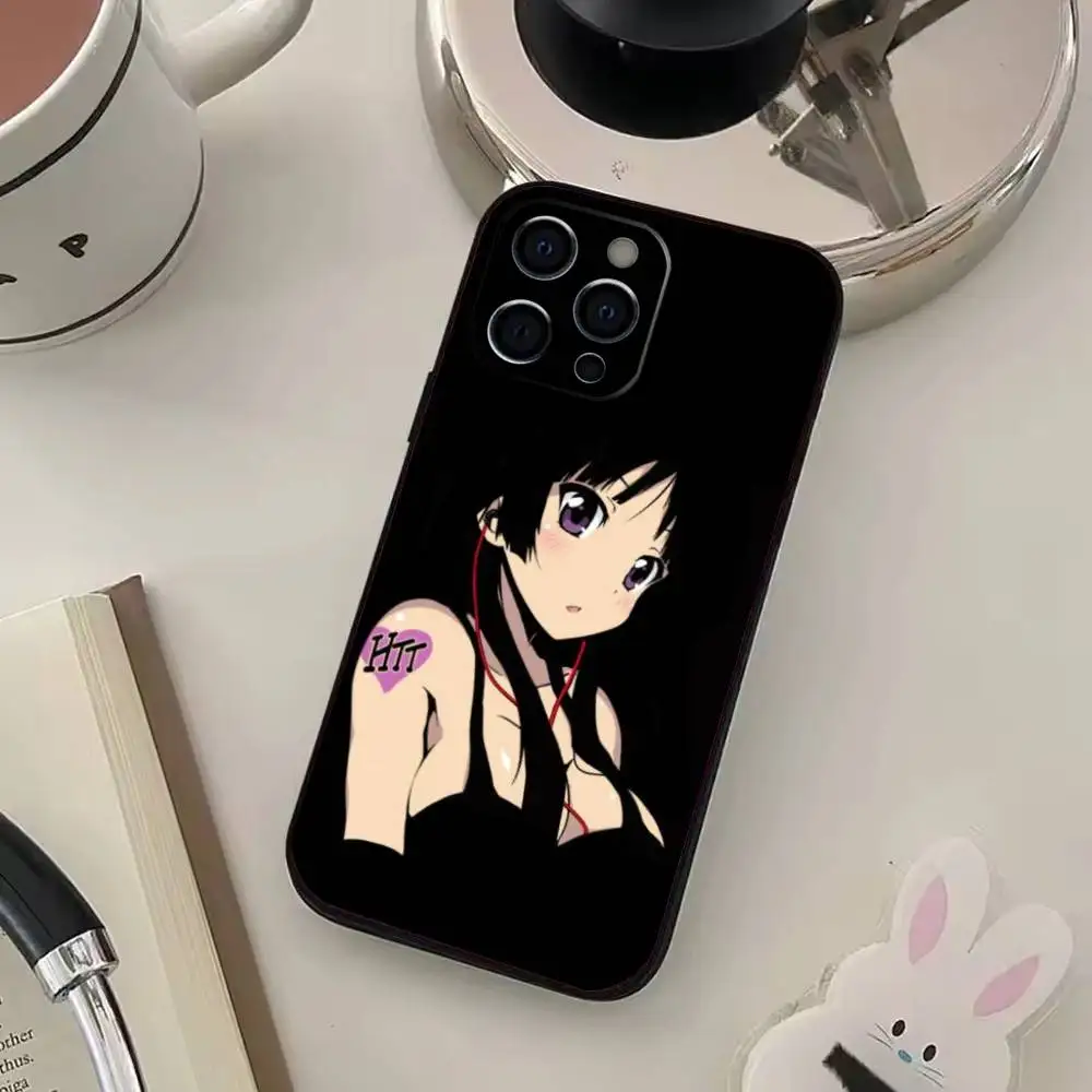 Funda de teléfono Anime K-K-ON Akiyama Mio para iPhone16,15,14,13,12,11Pro Max, funda negra de silicona suave 1G