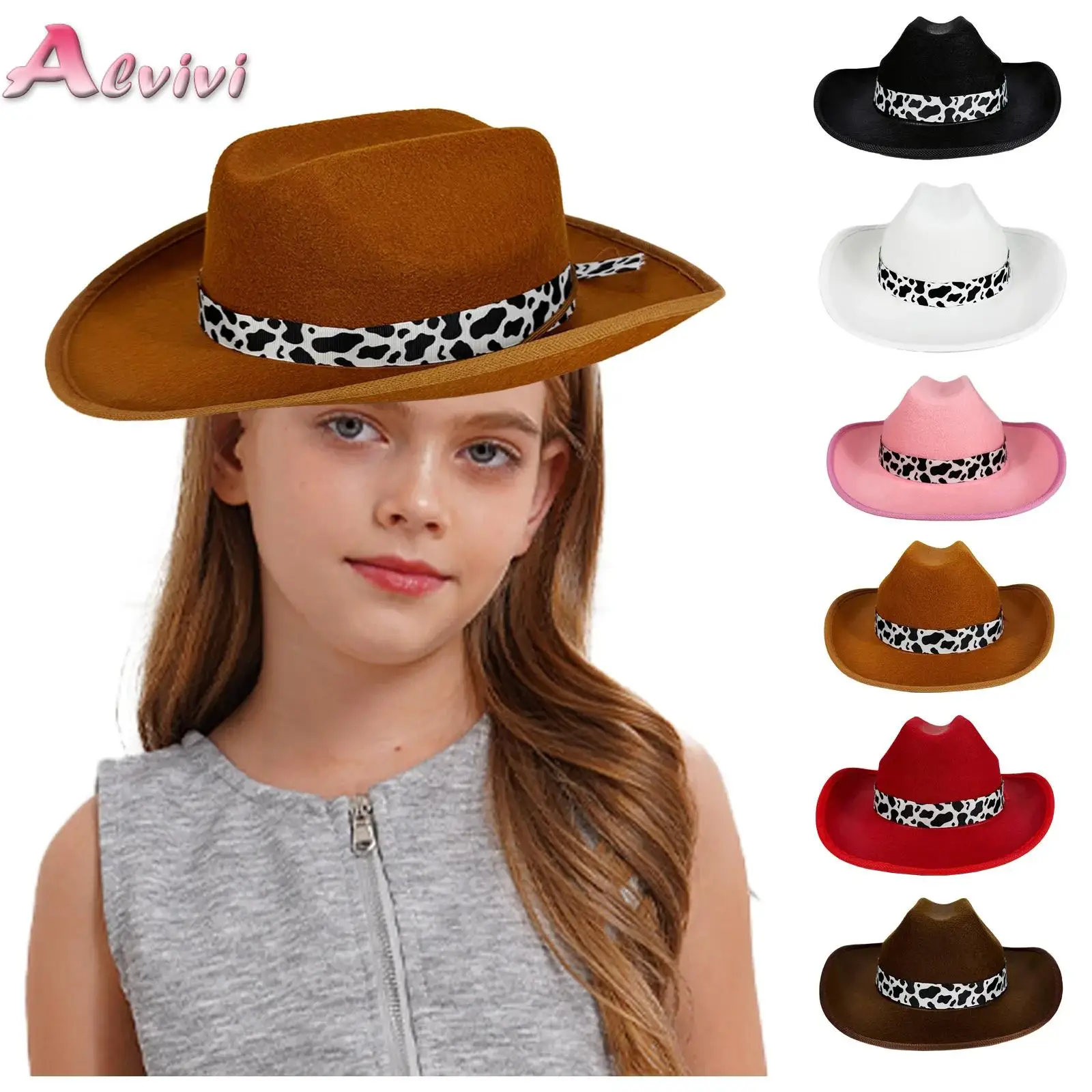 Dziecięcy kapelusz kowbojski z filcu, akcesoria z głową wołu, kapelusz w stylu tybetańskim, kapelusz etniczny z miękkim, zwijanym rondem, czapka kowbojska dla dzieci.