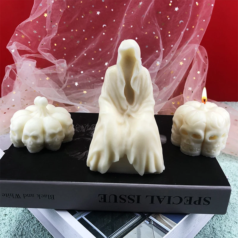 Halloween Aromatherapy Candle Silicone Mold DIY Horror Skull Mold Pumpkin Silicone Mold Spiritual Love Groom Candle Mould