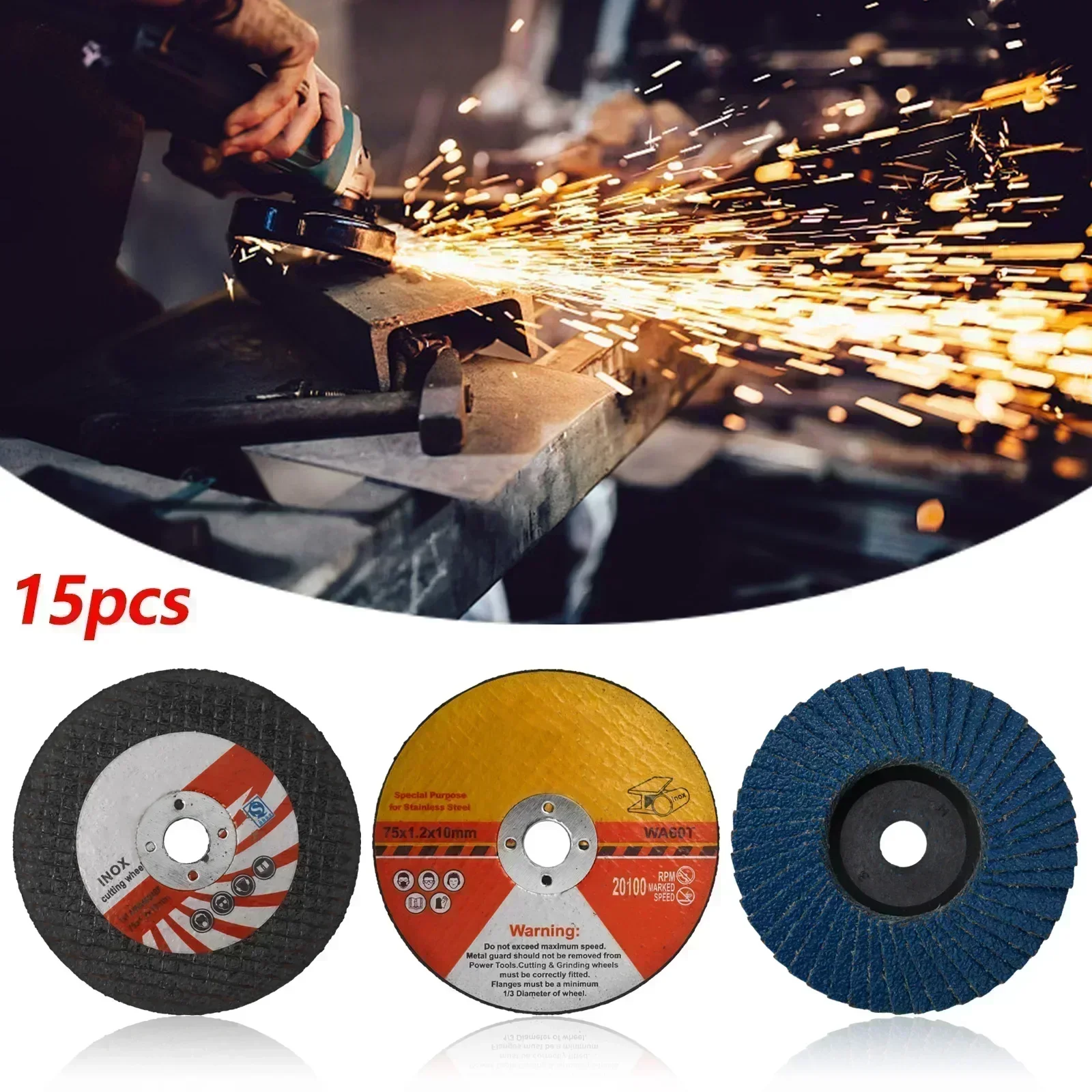 15Pcs 75mm Mini Ultra-thin Cutting Disc Circular Resin Saw Blade Grinding Wheel For Angle Grinder Machine Polishing Flap Discs