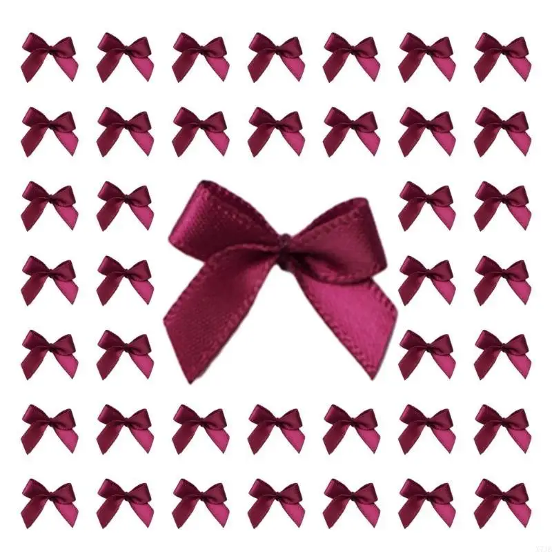 

200 Pcs Colorful Small Size Bowknot Mini Satins Ribbon Bows Flowers Appliques for Girls Dress Hair Accessories Crafting